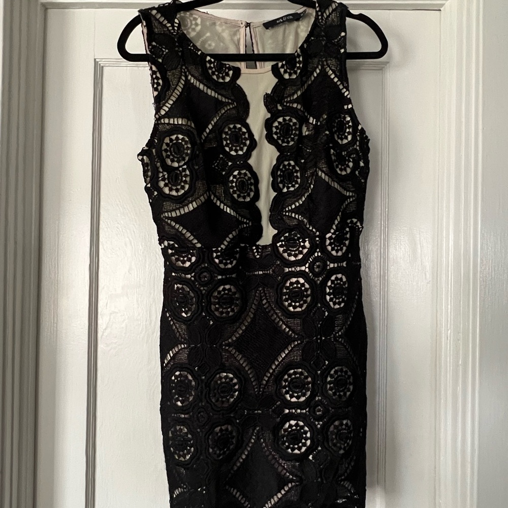 Ark & Co Black and Cream Lace Mini Dress